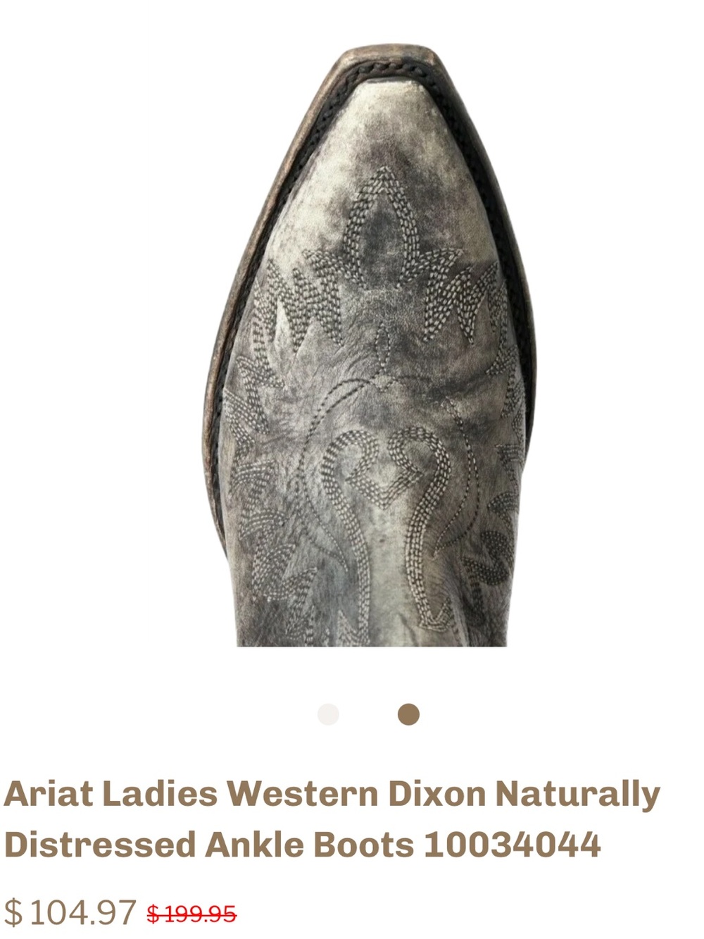 Ariat Gray Distressed Western Ankle Boots - Picture 8 of 8
